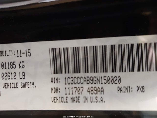 Aukcja sprzedaży 2016 Chrysler 200 Limited, vin: 1C3CCCAB9GN150020, numer aukcji: 45339257