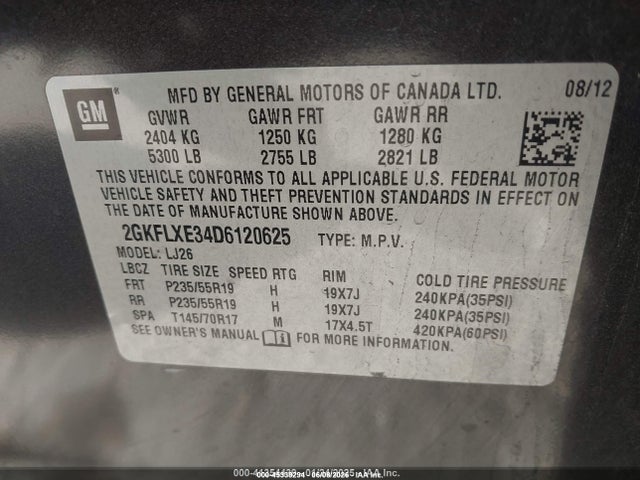 Продажа на аукционе авто 2013 Gmc Terrain Slt-2, vin: 2GKFLXE34D6120625, номер лота: 45339294