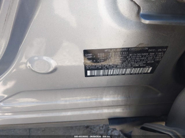 45339302 :رقم المزاد ، 4S4WMAHD9K3489006 vin ، 2019 Subaru Ascent Premium مزاد بيع