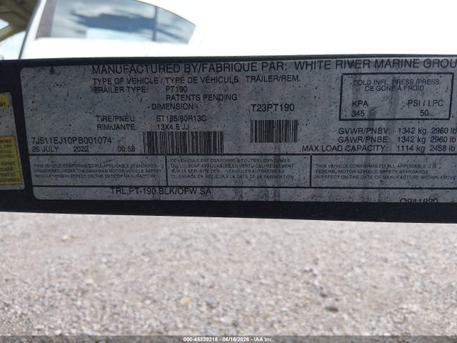 45339318 :رقم المزاد ، BUJ64488G223 vin ، 2023 Tracker 190 Tx Pro Team مزاد بيع