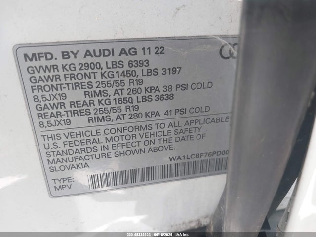 WA1LCBF76PD006421 Audi Q7 Premium Plus 45 Tfsi Quattro Tiptronic