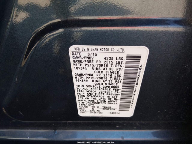 Nissan Rogue Select S 2015 JN8AS5MT3FW159461 Image 9