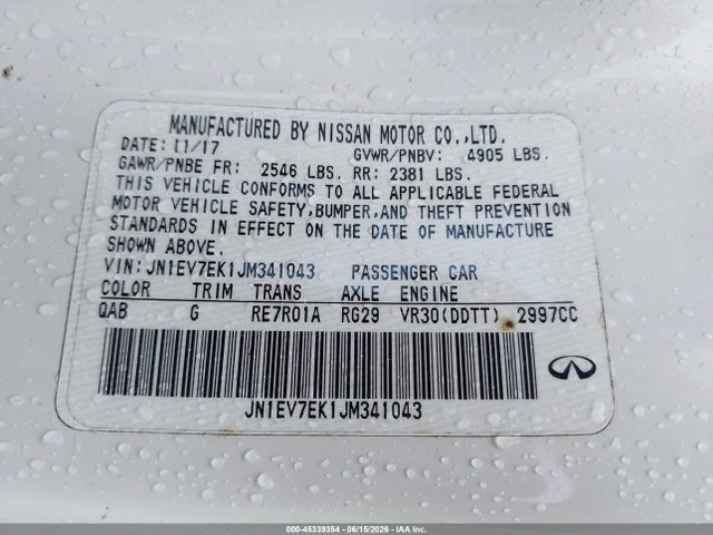 Продажа на аукционе авто 2018 Infiniti Q60 3.0t Luxe, vin: JN1EV7EK1JM341043, номер лота: 45339354