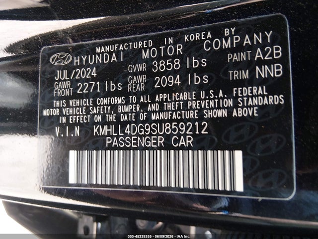 KMHLL4DG9SU859212 Hyundai ELANTRA SE