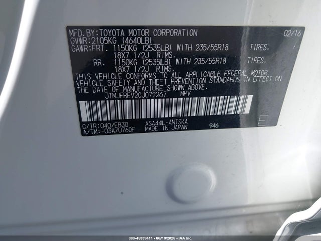Toyota RAV4 SE 2016 JTMJFREV2GJ072267 Image 9