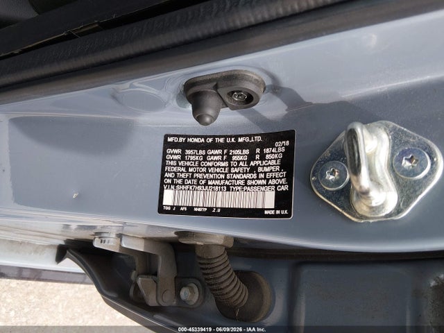 Aukcja sprzedaży 2018 Honda Civic Sport Touring, vin: SHHFK7H93JU218113, numer aukcji: 45339419