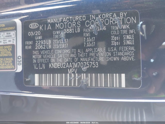KIA SELTOS S 2021 KNDEU2AA1M7075753 Image 9