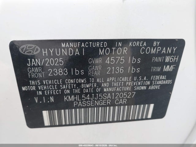 Продажа на аукционе авто 2025 Hyundai Sonata Hybrid Limited, vin: KMHL54JJ5SA120527, номер лота: 45339543
