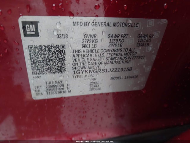 Aukcja sprzedaży 2018 Cadillac Xt5 Platinum, vin: 1GYKNGRS1JZ219158, numer aukcji: 45339552