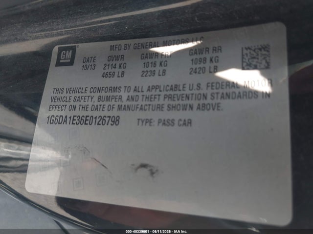 2014 Cadillac Cts Standard მანქანა იყიდება აუქციონზე, vin: 1G6DA1E36E0126798, აუქციონის ნომერი: 45339601