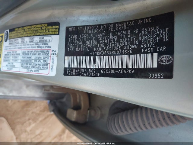 Aukcja sprzedaży 2006 Toyota Avalon Limited, vin: 4T1BK36BX6U071636, numer aukcji: 45339603