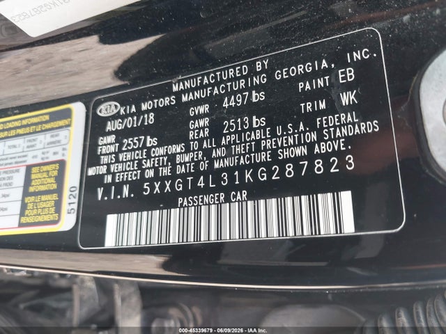 Aukcja sprzedaży 2019 Kia Optima Lx, vin: 5XXGT4L31KG287823, numer aukcji: 45339679