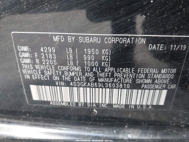 Subaru IMPREZA SEDAN 2020 4S3GKAB69L3603810 Image 9