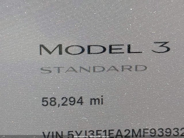 2021 Tesla Model 3 მანქანა იყიდება აუქციონზე, vin: 5YJ3E1EA2MF939325, აუქციონის ნომერი: 45339784
