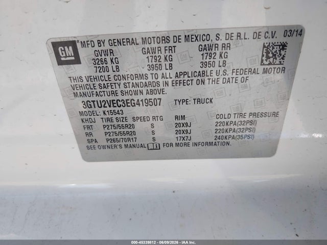 GMC Sierra 1500 Slt 2014 3GTU2VEC3EG419507 Image 9