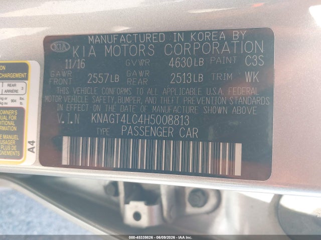 Продаж на аукціоні авто 2017 Kia Optima Hybrid, vin: KNAGT4LC4H5008813, номер лоту: 45339826