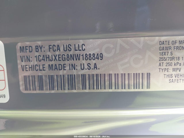 Продаж на аукціоні авто 2022 Jeep Wrangler Unlimited Sahara Altitude 4x4, vin: 1C4HJXEG8NW188849, номер лоту: 45339834