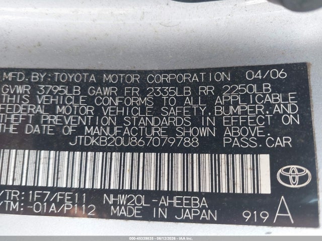 Продаж на аукціоні авто 2006 Toyota Prius, vin: JTDKB20U867079788, номер лоту: 45339835