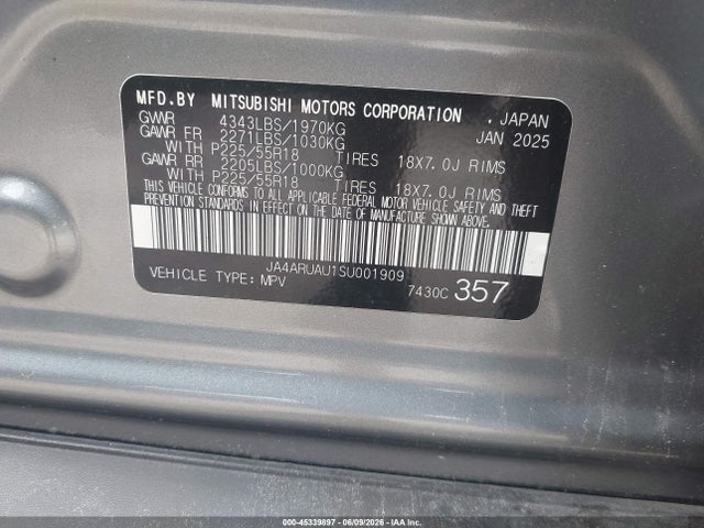 Продаж на аукціоні авто 2025 Mitsubishi Outlander Sport 2.0 Es Awc/2.0 Le Awc/2.0 S Awc/2.0 Se Awc/2.0 Trail Edition Awc, vin: JA4ARUAU1SU001909, номер лоту: 45339897
