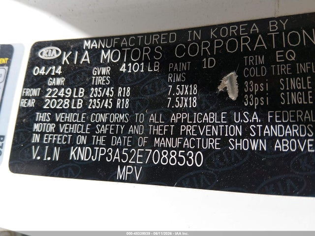KIA SOUL + 2014 KNDJP3A52E7088530 Image 9