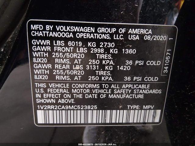 Продаж на аукціоні авто 2021 Volkswagen Atlas 3.6l V6 Se W/technology R-line, vin: 1V2RR2CA9MC523825, номер лоту: 45339970