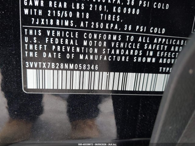 2022 Volkswagen Taos 1.5t Se მანქანა იყიდება აუქციონზე, vin: 3VVTX7B28NM058346, აუქციონის ნომერი: 45339972