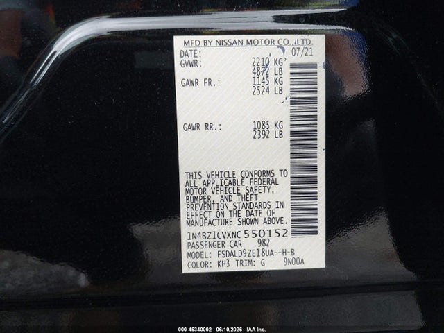 1N4BZ1CVXNC550152 Nissan Leaf Sv Plus 62 Kwh