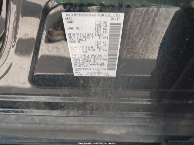 Aukcja sprzedaży 2017 Infiniti Qx60, vin: 5N1DL0MNXHC547328, numer aukcji: 45340063