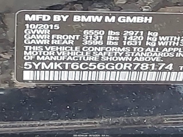 Продажа на аукционе авто 2016 Bmw X5 M, vin: 5YMKT6C56G0R78174, номер лота: 45340156