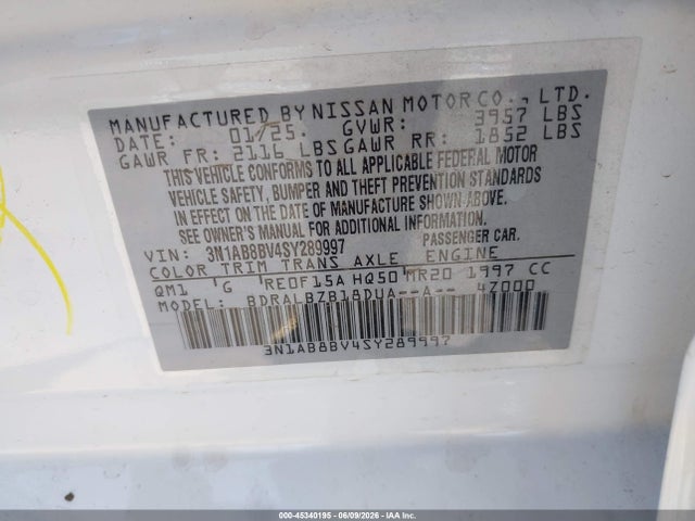 Nissan SENTRA S 2025 3N1AB8BV4SY289997 Image 9