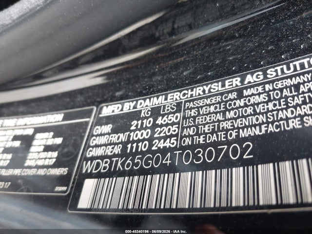 Aukcja sprzedaży 2004 Mercedes-benz Clk 320, vin: WDBTK65G04T030702, numer aukcji: 45340196