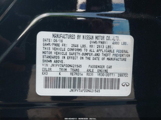 Продажа на аукционе авто 2016 Infiniti Q50 3.0t Red Sport 400, vin: JN1FV7AP0GM421545, номер лота: 45340212