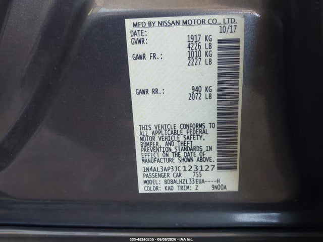 Nissan Altima 2.5 Sr 2018 1N4AL3AP3JC123127 Image 9