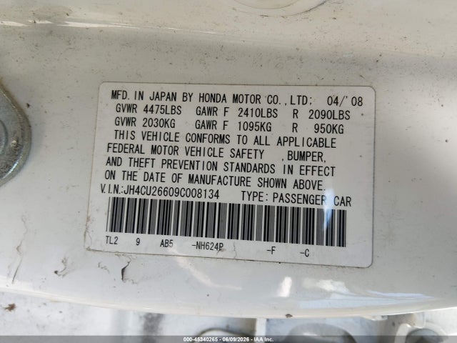 Aukcja sprzedaży 2009 Acura Tsx, vin: JH4CU26609C008134, numer aukcji: 45340265
