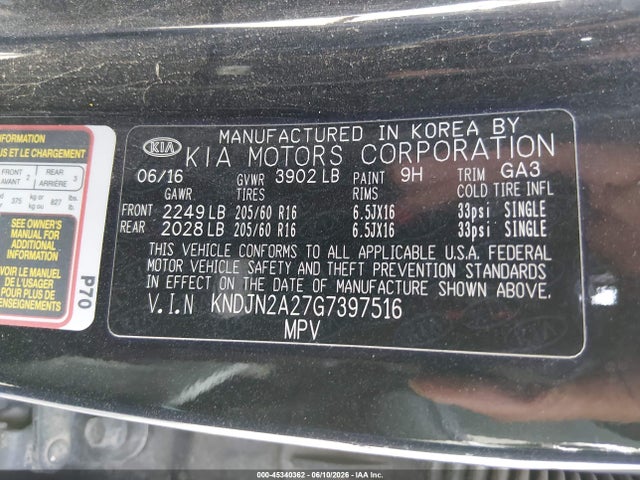 KIA Soul 2016 KNDJN2A27G7397516 Image 9