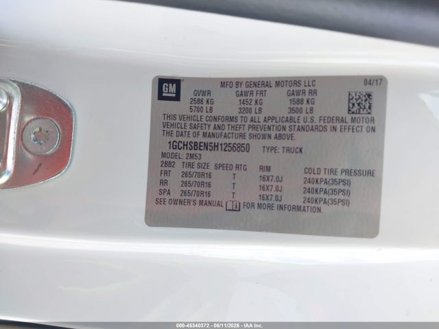 1GCHSBEN5H1256850 Chevrolet Colorado 2wd Wt