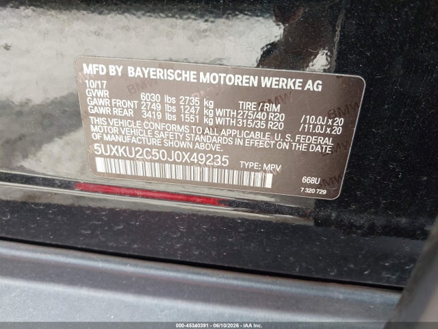 Aukcja sprzedaży 2018 Bmw X6 Xdrive35i, vin: 5UXKU2C50J0X49235, numer aukcji: 45340391