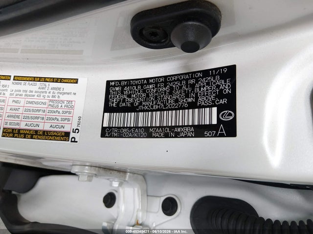 Aukcja sprzedaży 2020 Lexus Ux 200, vin: JTHX3JBH7L2022776, numer aukcji: 45340421