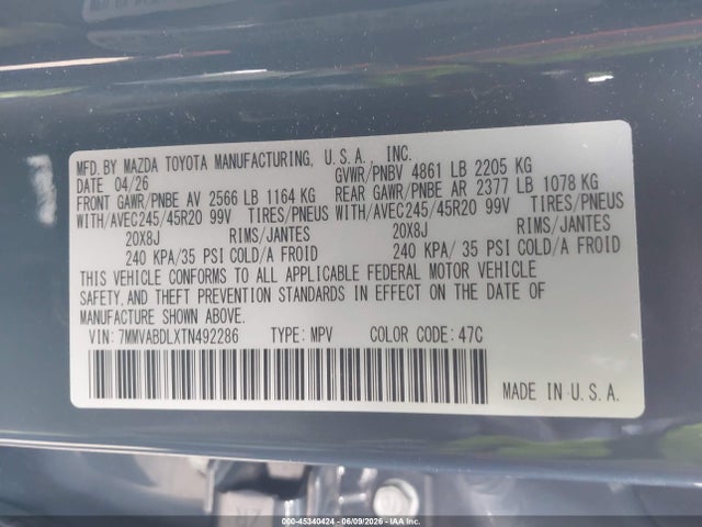 Aukcja sprzedaży 2026 Mazda Cx-50 2.5 S Premium, vin: 7MMVABDLXTN492286, numer aukcji: 45340424