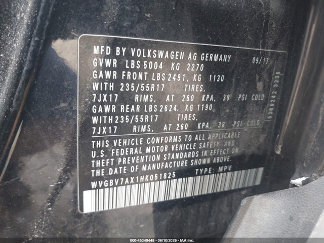 WVGBV7AX1HK051825 Volkswagen Tiguan 2.0t/2.0t S