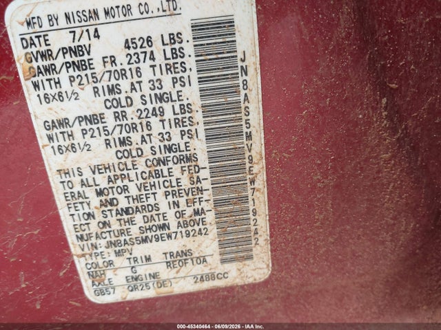 Nissan Rogue Select S 2014 JN8AS5MV9EW719242 Image 9