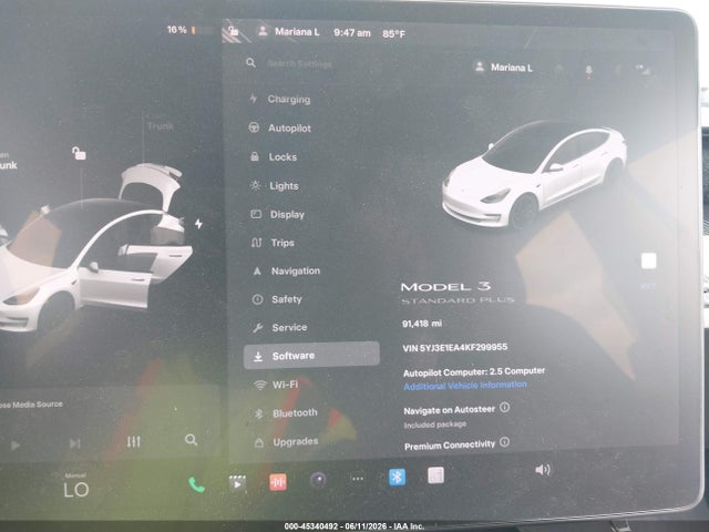 Auction sale of the 2019 Tesla Model 3, vin: 5YJ3E1EA4KF299955, lot number: 45340492