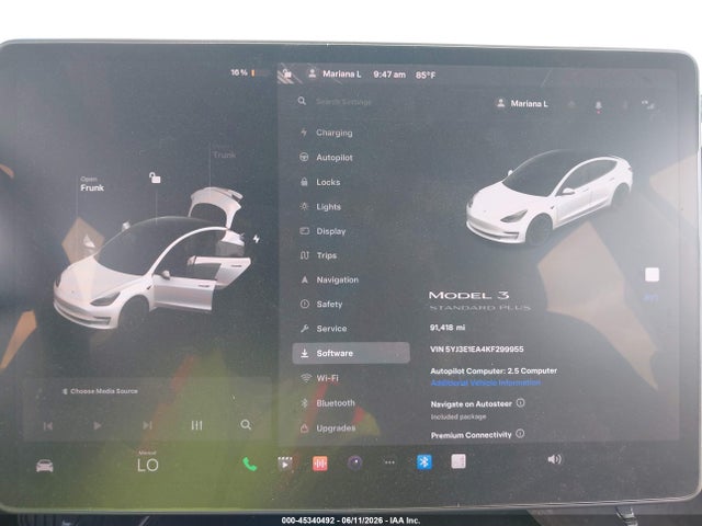 2019 Tesla Model 3 მანქანა იყიდება აუქციონზე, vin: 5YJ3E1EA4KF299955, აუქციონის ნომერი: 45340492