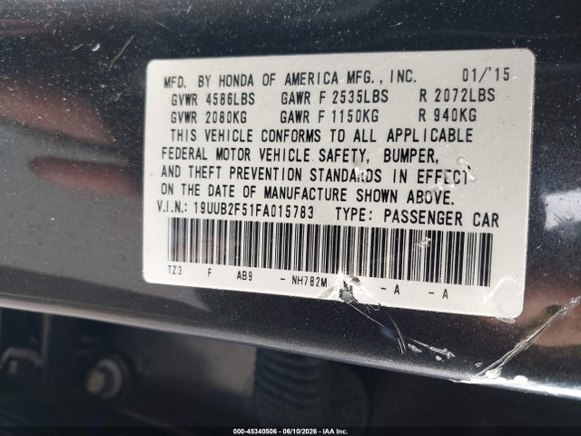 Продажа на аукционе авто 2015 Acura Tlx V6 Tech, vin: 19UUB2F51FA015783, номер лота: 45340506