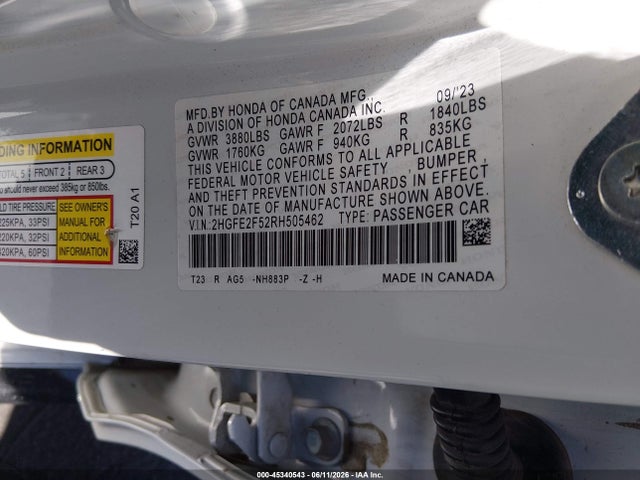 Honda Civic Sport 2024 2HGFE2F52RH505462 Image 9