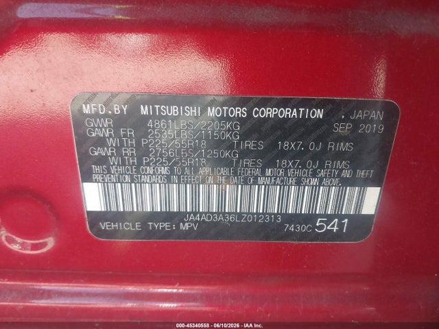Mitsubishi Outlander Se 2.4 2020 JA4AD3A36LZ012313 Image 9
