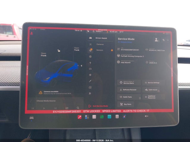 2021 Tesla Model Y Long Range Dual Motor All-wheel Drive მანქანა იყიდება აუქციონზე, vin: 5YJYGDEE8MF265301, აუქციონის ნომერი: 45340580
