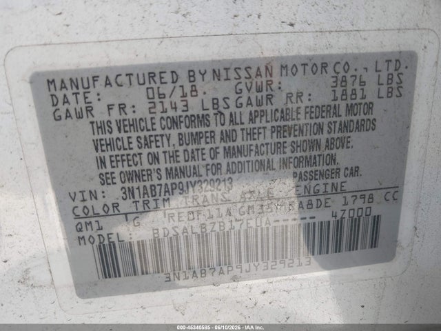 3N1AB7AP9JY329213 Nissan SENTRA S