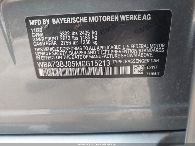 Aukcja sprzedaży 2021 Bmw 540i Xdrive, vin: WBA73BJ05MCG15213, numer aukcji: 45340630
