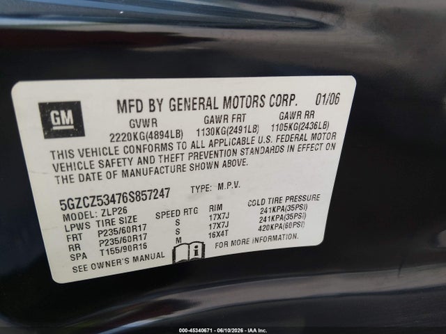 Aukcja sprzedaży 2006 Saturn Vue V6, vin: 5GZCZ53476S857247, numer aukcji: 45340671